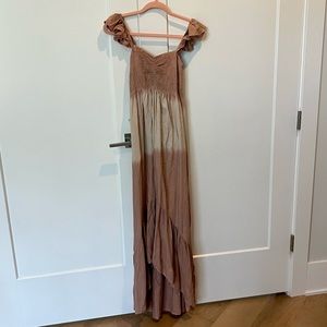 Pink/nude ombré high low dress with flutter sleeve